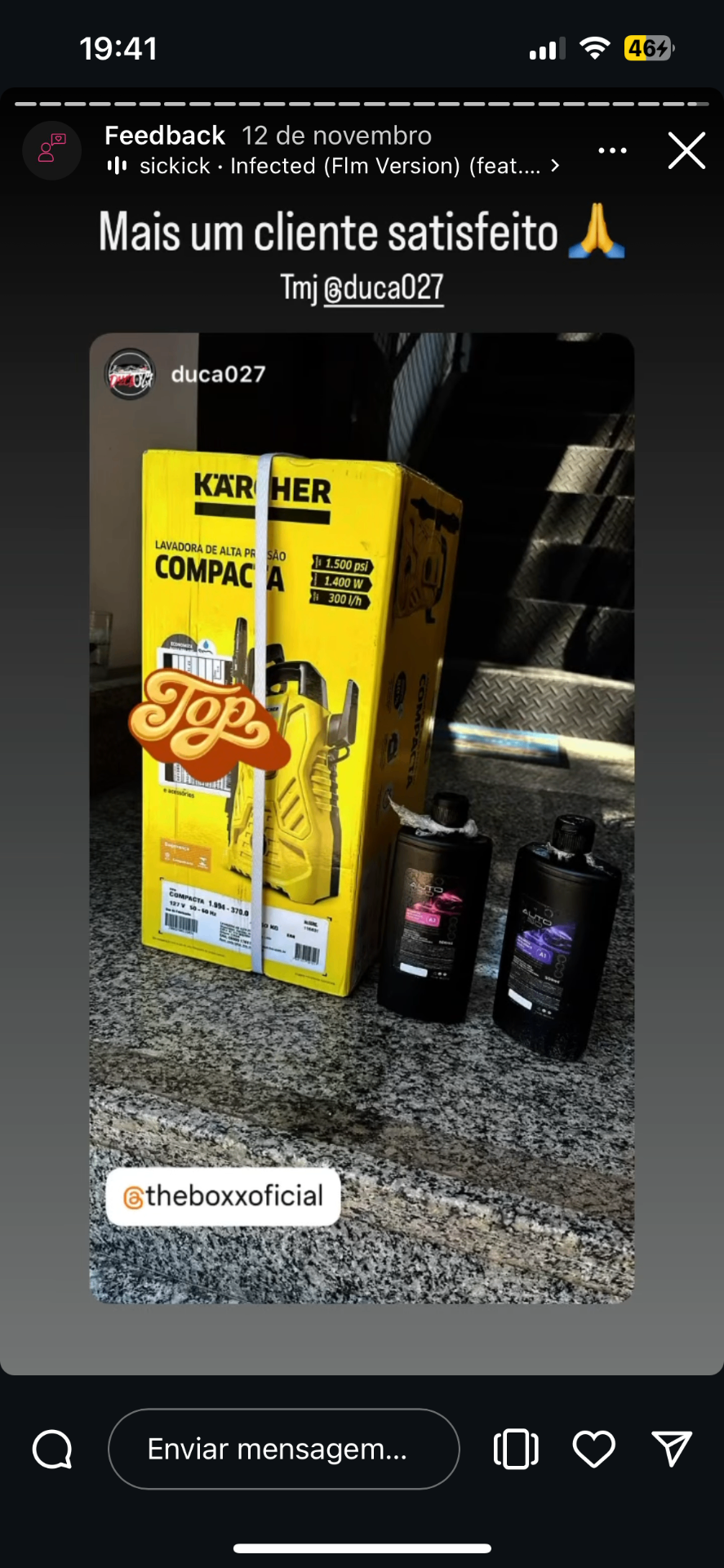 Feedback de cliente — kit + lavadora Karcher