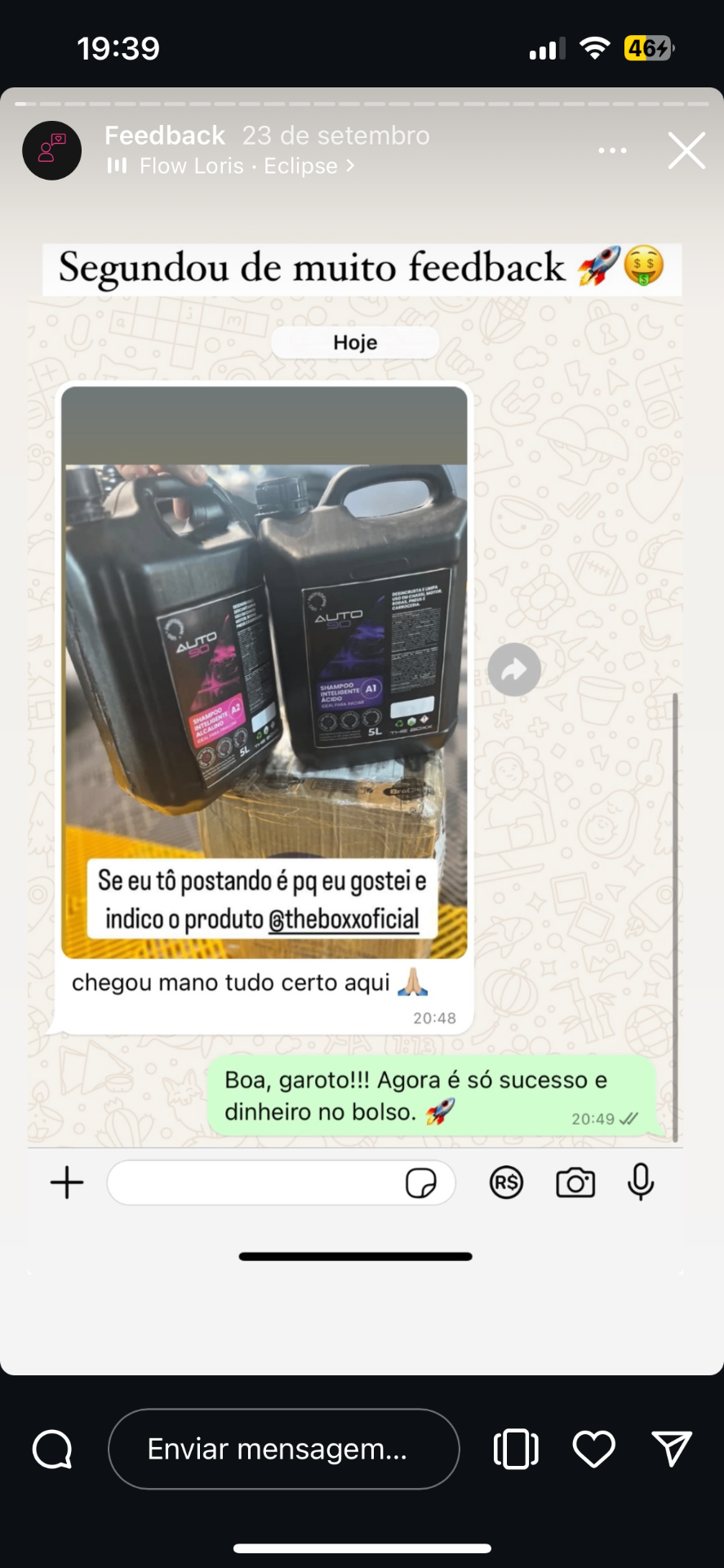 Feedback de cliente — entrega e indicação do produto