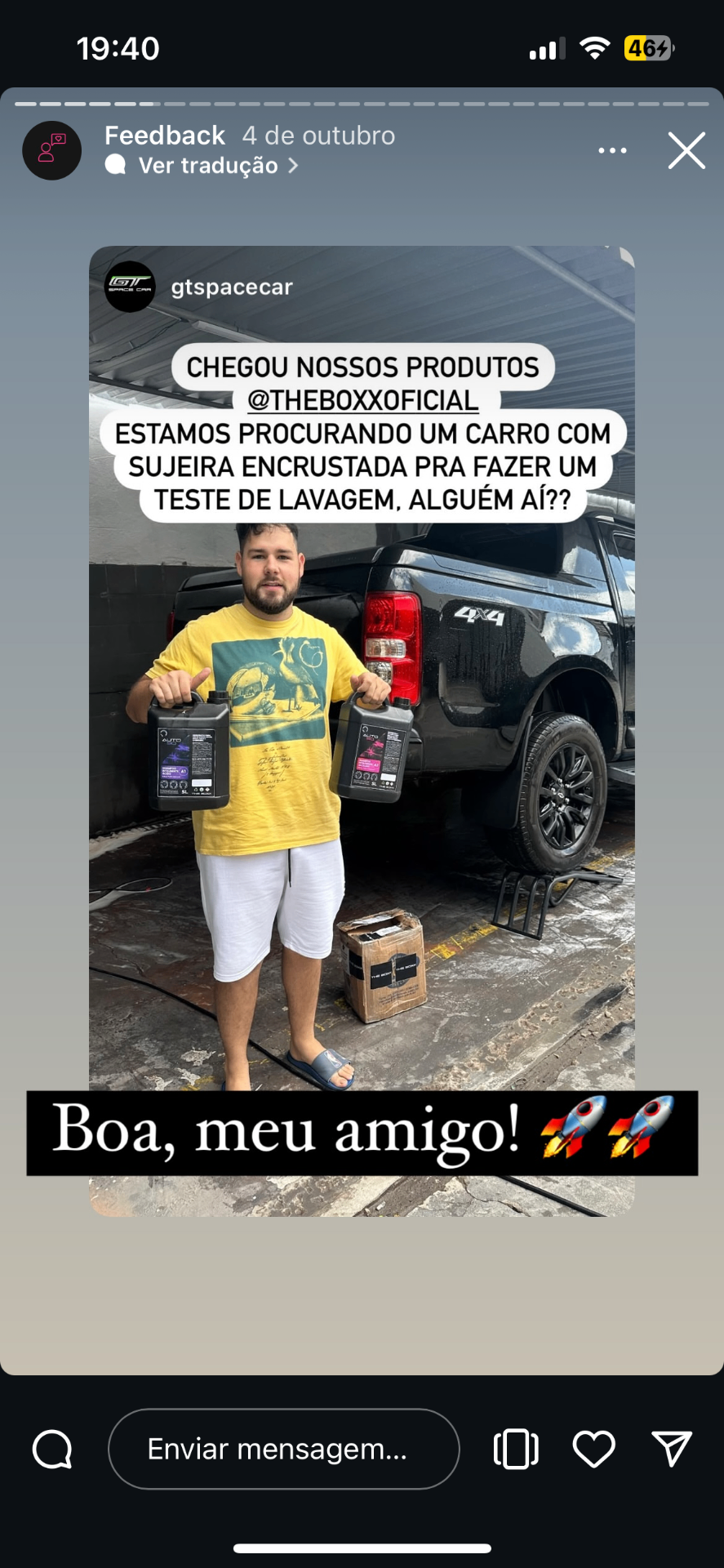 Feedback de cliente — recebimento dos produtos para teste